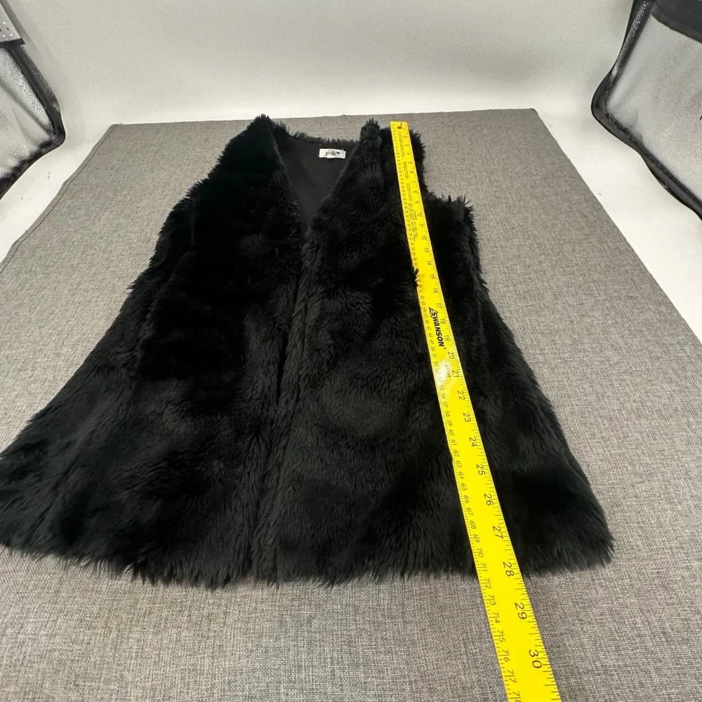 Jolt Faux Fur Vest Black‎ Small Polyester Open Vest Jacket Fuzzy Plush Top